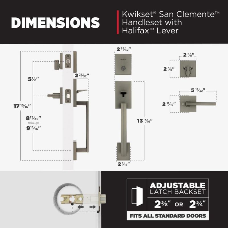 Juego de manijas Kwikset gunmetal con cerrojo
