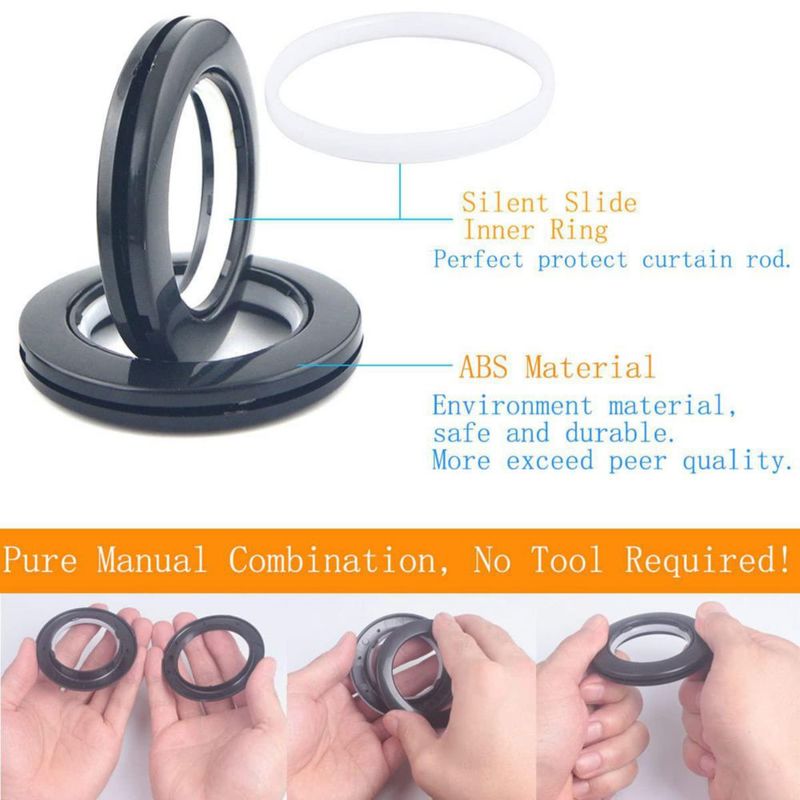 Kit de Ojales para Cortinas Mangood 40 mm Negro 32 piezas