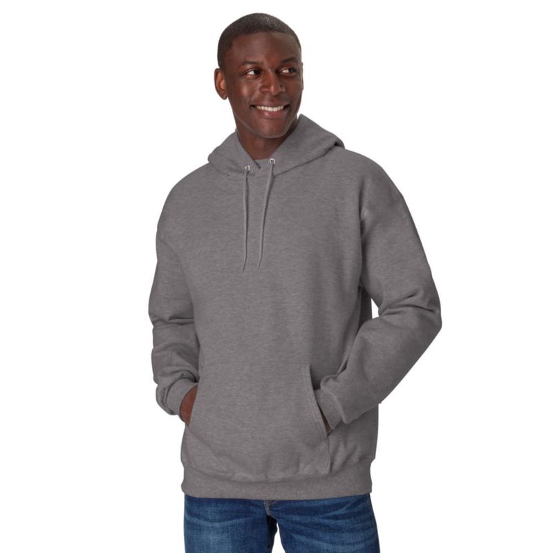 Sudadera Hanes talla grande gris Oxford con capucha de algodón