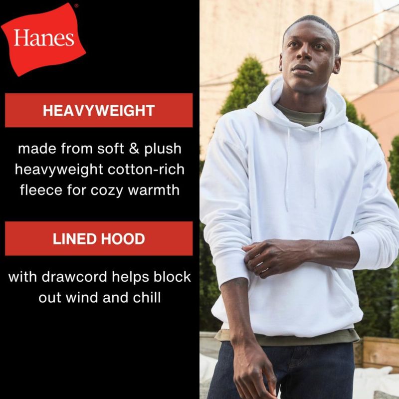 Sudadera Hanes talla grande gris Oxford con capucha de algodón
