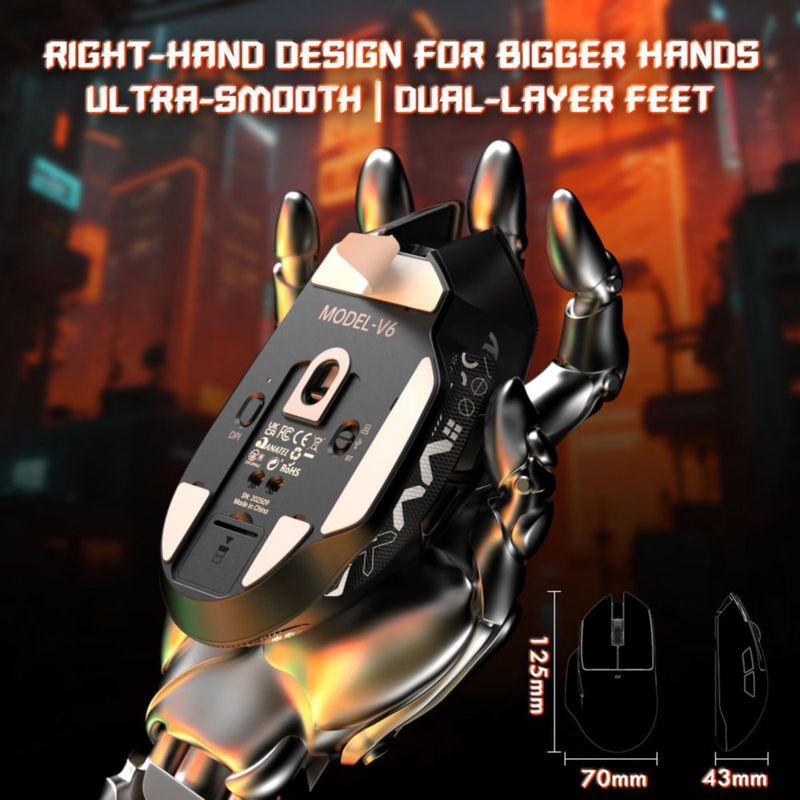 Ratón gaming ATTACK SHARK V6 65 g inalámbrico 25000 DPI