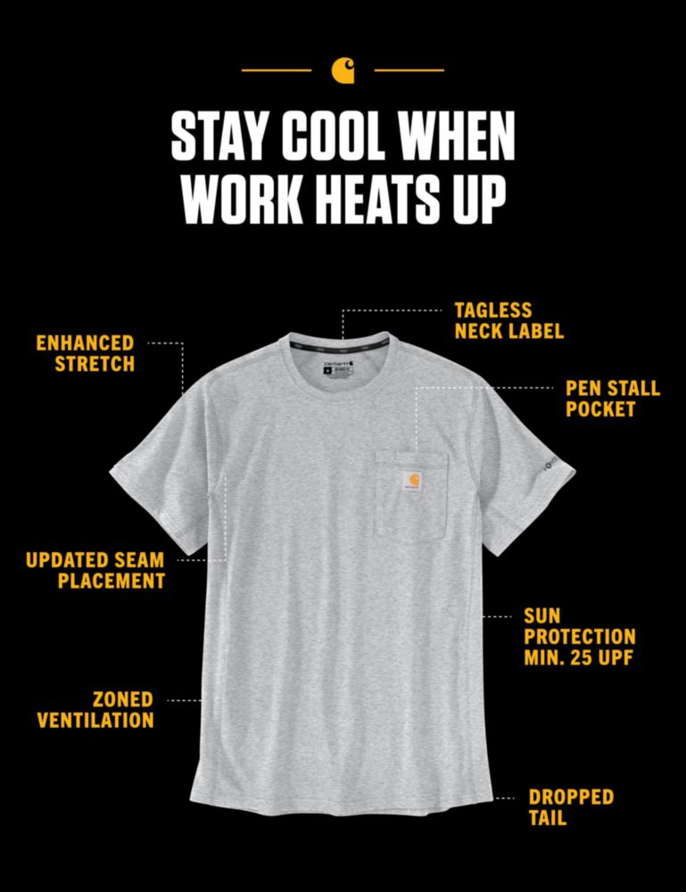 Camiseta Carhartt Force L/Alto Light Huron Heather