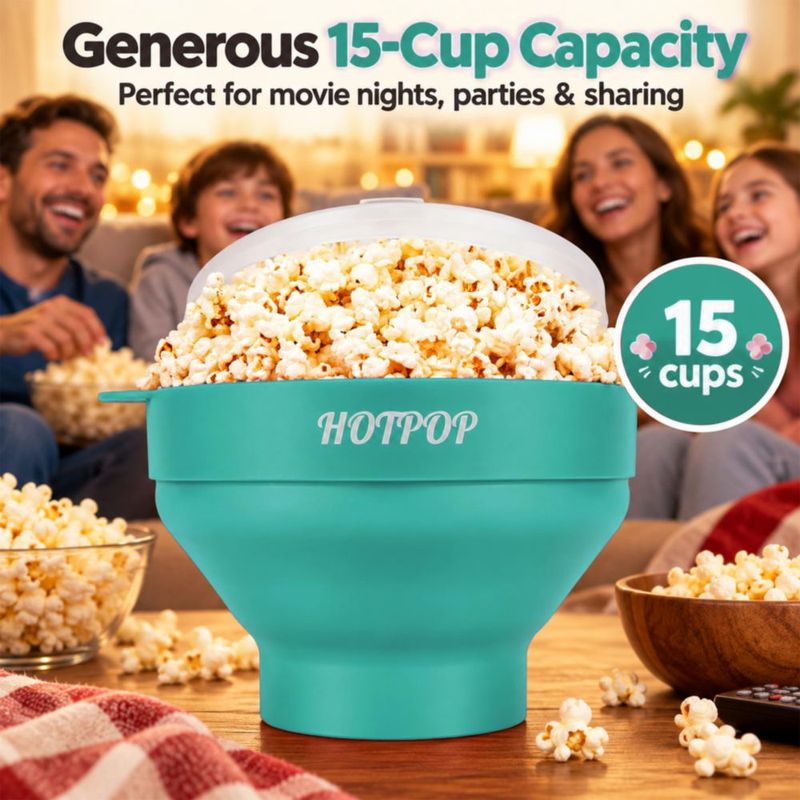 HOTPOP Popcorn Popper Plegable Cian Apto para Lavavajillas