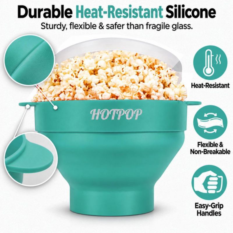 HOTPOP Popcorn Popper Plegable Cian Apto para Lavavajillas