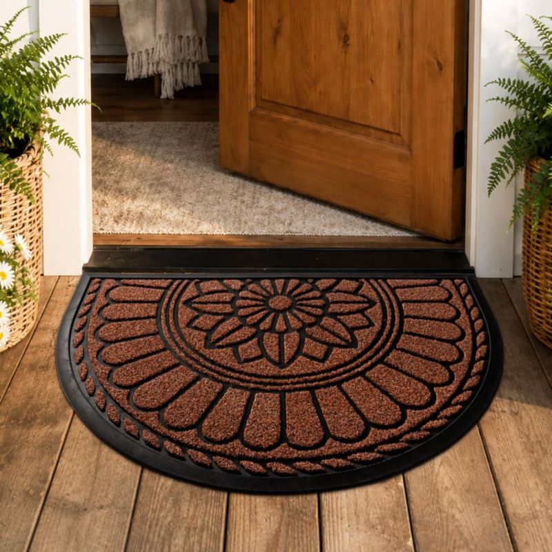 Alfombra de Entrada Mibao Media Luna 60 cm x 89 cm Color Granate
