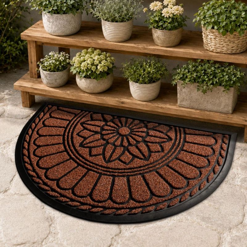 Alfombra de Entrada Mibao Media Luna 60 cm x 89 cm Color Granate