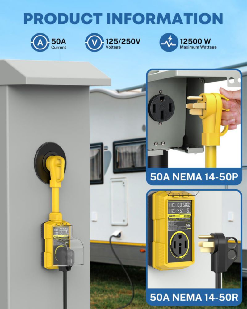 Protector de Sobretensiones para RV Kohree 50A 20000J 110V/220V