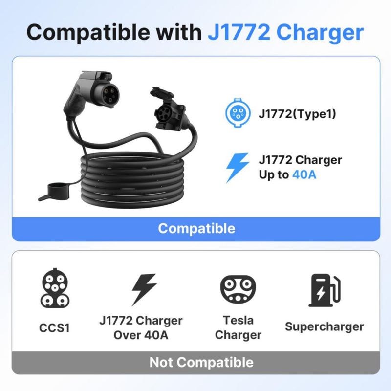 Cable de Carga para Vehículo Eléctrico BESENERGY 6 m 40 A 220‑240 V J1772