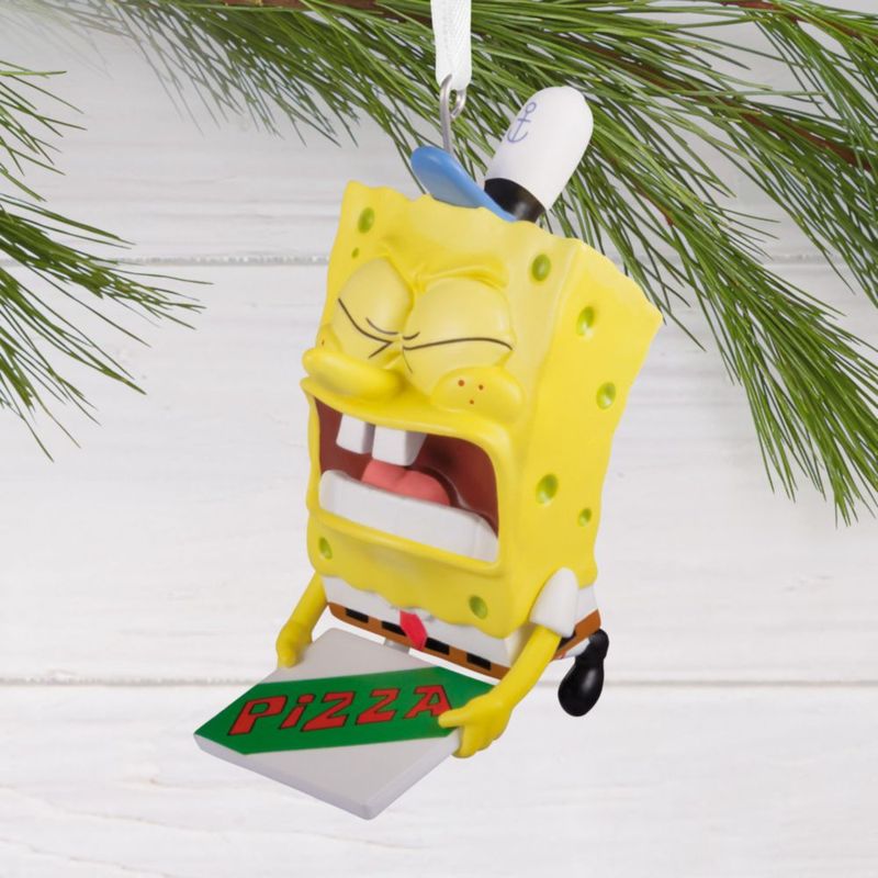 Adorno Navideño Hallmark Bob Esponja 4 × 8 × 1 cm Entrega de Pizza