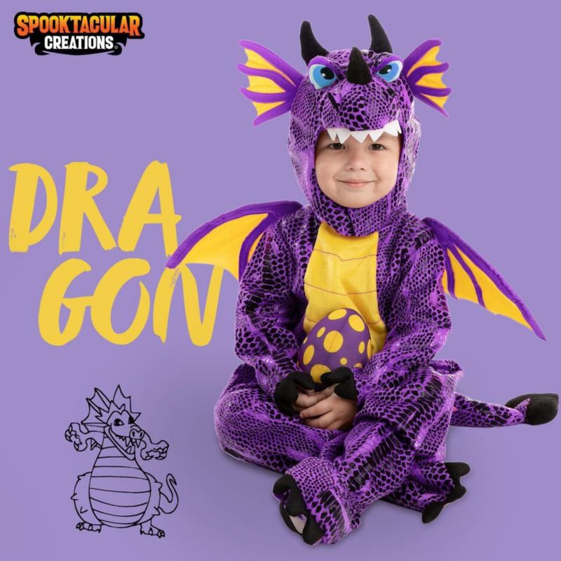 Conjunto de disfraz Spooktacular Creations 3T Dragón Morado