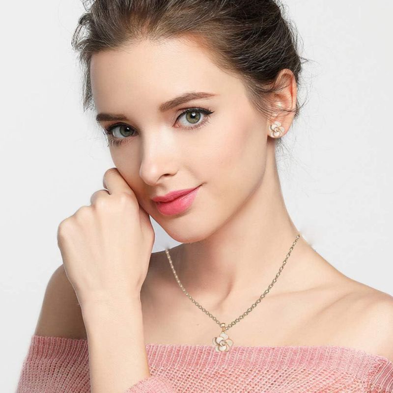 Conjunto de joyería EVEVIC Rosa Flor con baño de oro 18K