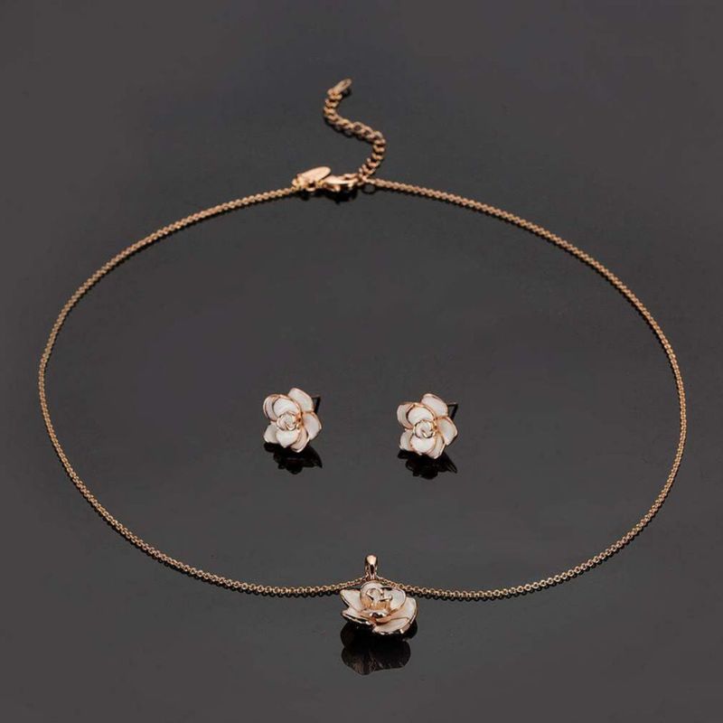 Conjunto de joyería EVEVIC Rosa Flor con baño de oro 18K