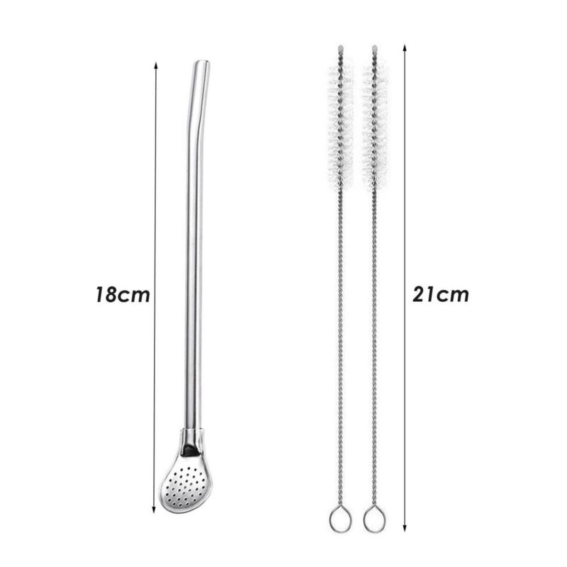 Pajilla reutilizable EvaGO 18 cm set de 6 piezas con cuchara filtro