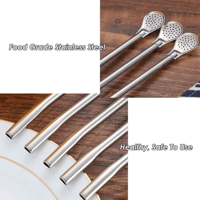 Pajilla reutilizable EvaGO 18 cm set de 6 piezas con cuchara filtro