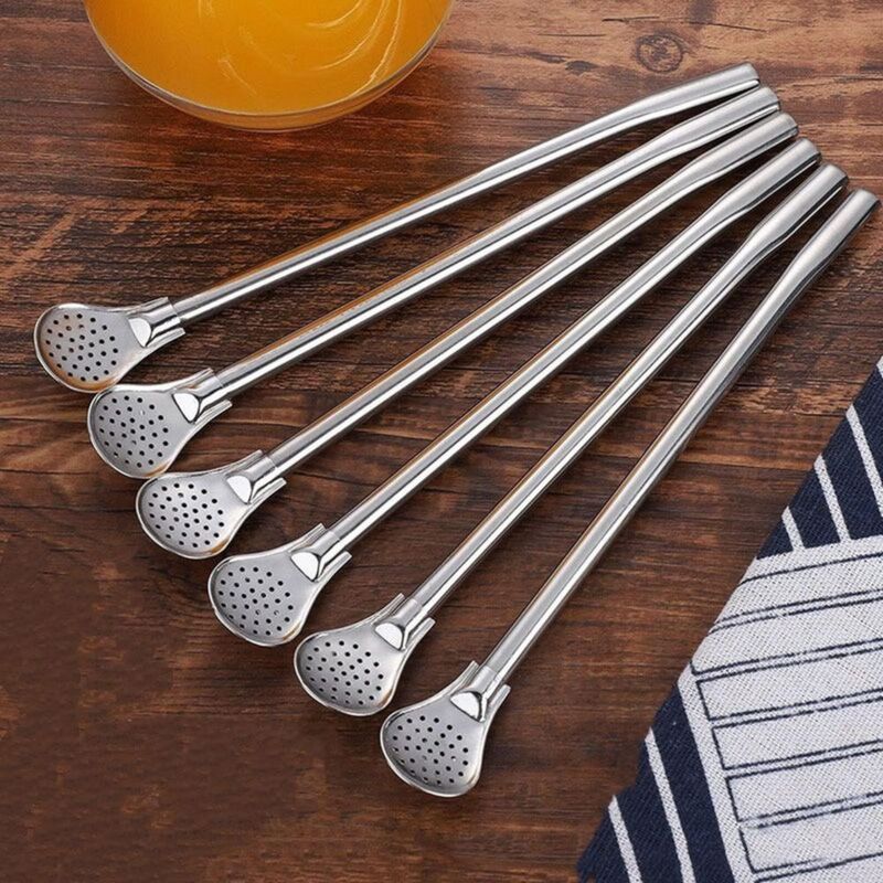 Pajilla reutilizable EvaGO 18 cm set de 6 piezas con cuchara filtro