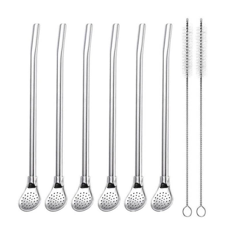 Pajilla reutilizable EvaGO 18 cm set de 6 piezas con cuchara filtro