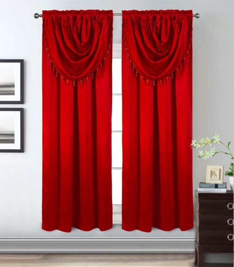 Panel de cortina GLORY RUGS 107 cm × 213 cm Rojo con Cortinilla Adjunta