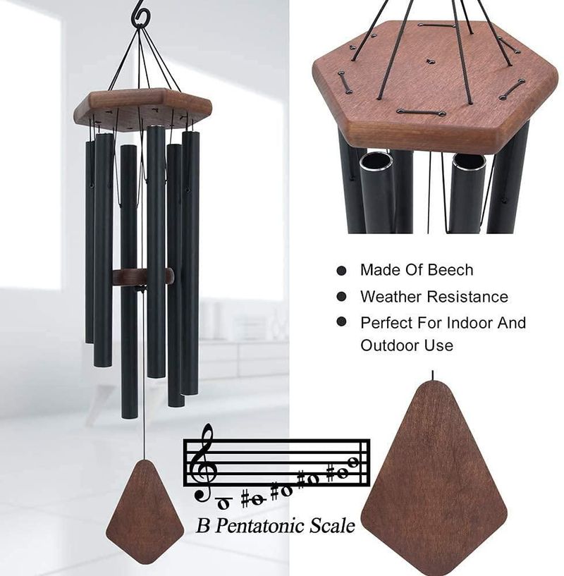Campanillas de viento ASTARIN 76 cm de aluminio negro para exterior