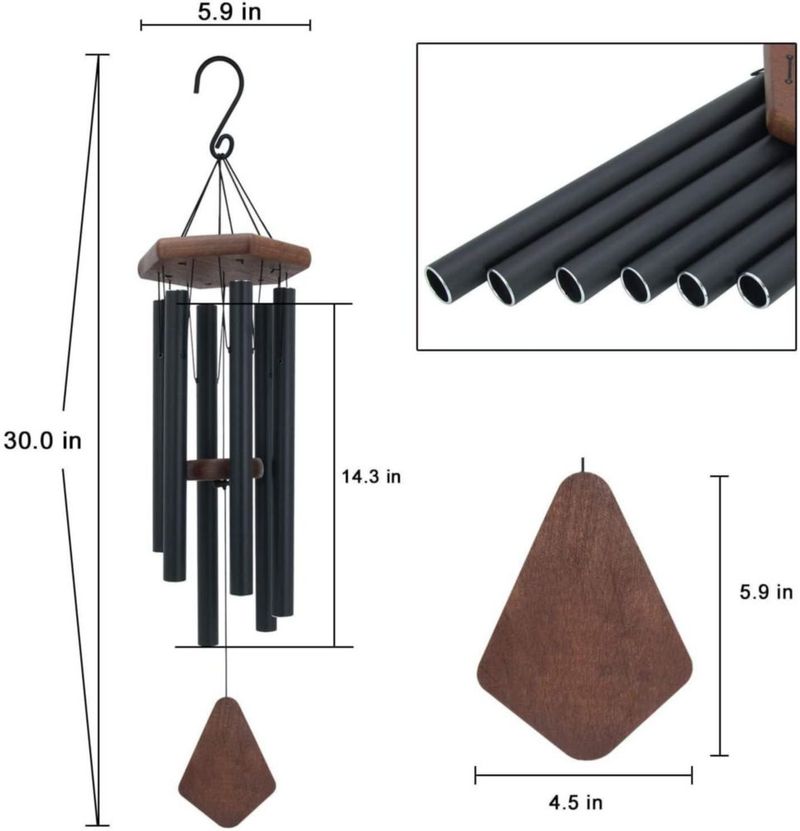 Campanillas de viento ASTARIN 76 cm de aluminio negro para exterior