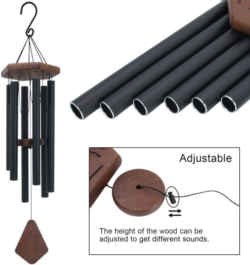 Campanillas de viento ASTARIN 76 cm de aluminio negro para exterior