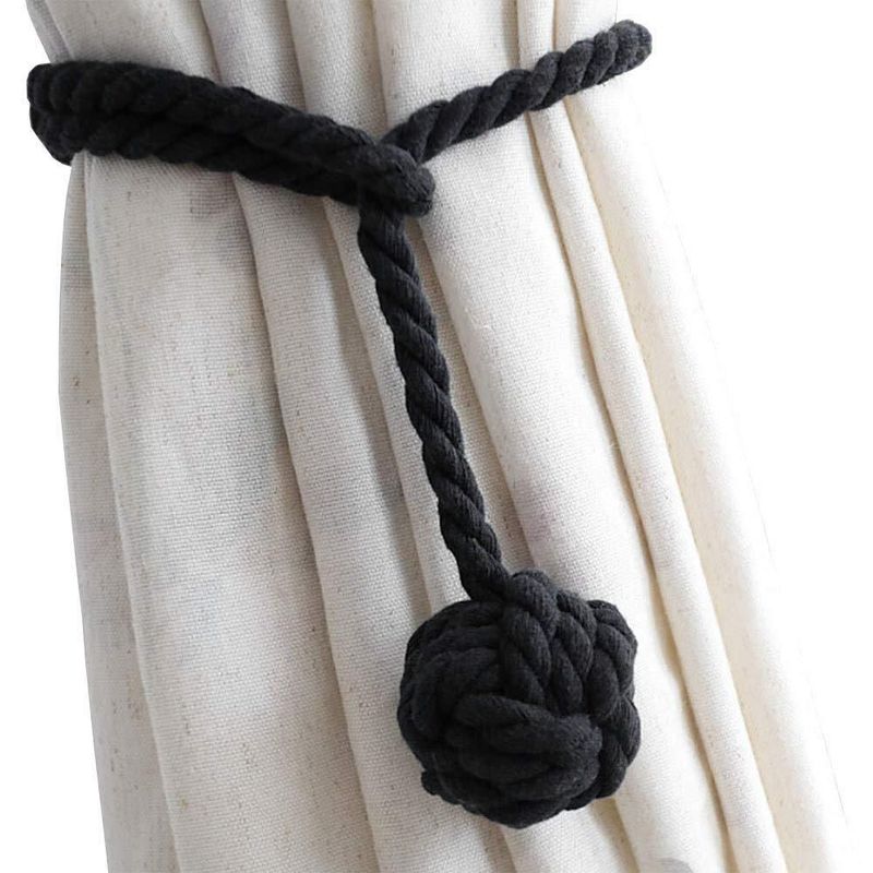 Sujetadores de cortina Melaluxe – Paquete de 4 – Cuerda negra de 56 cm