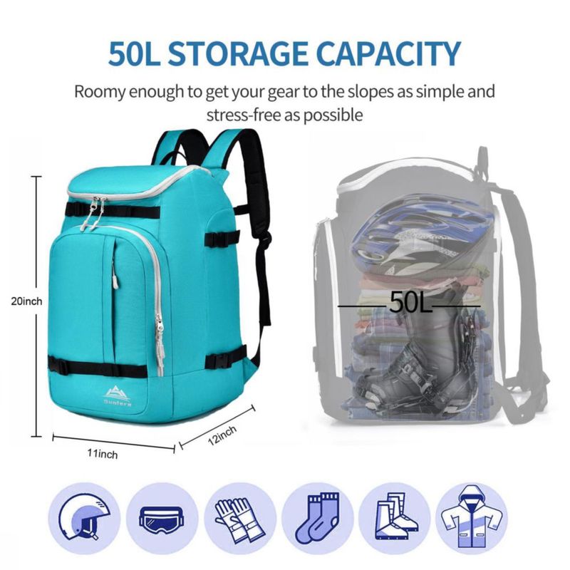 Mochila para Botas de Esquí FeedMoo 50L Impermeable Azul Lago