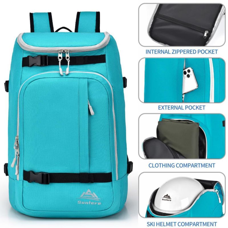 Mochila para Botas de Esquí FeedMoo 50L Impermeable Azul Lago