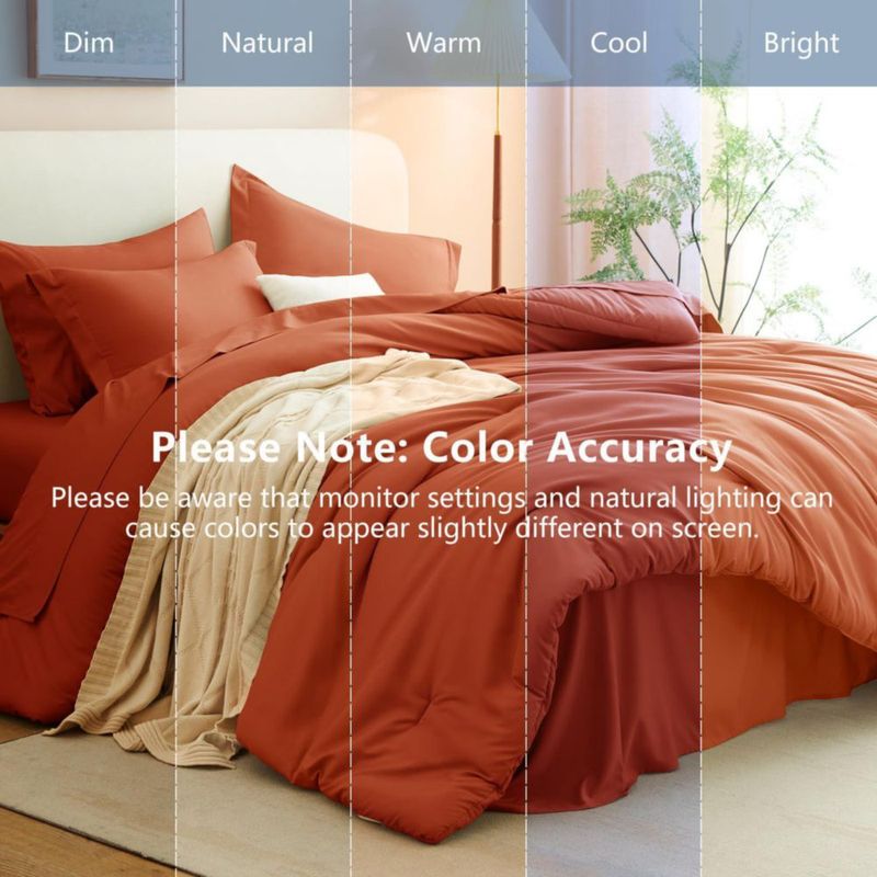Juego de ropa de cama CozyLux King Naranja Quemado - 7 piezas