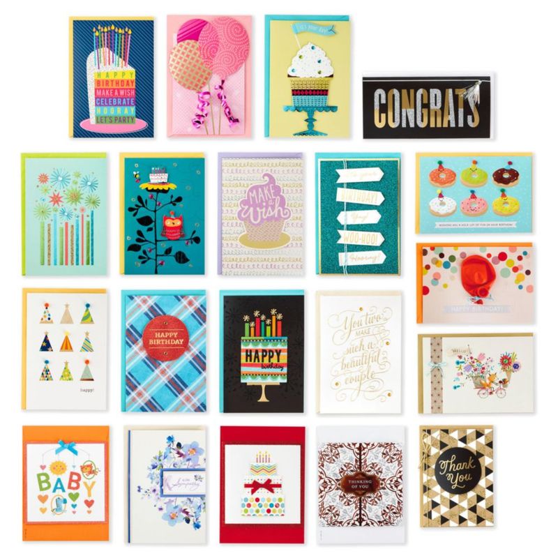 Paquete de 20 tarjetas de felicitación Hallmark – Surtido floral rosa