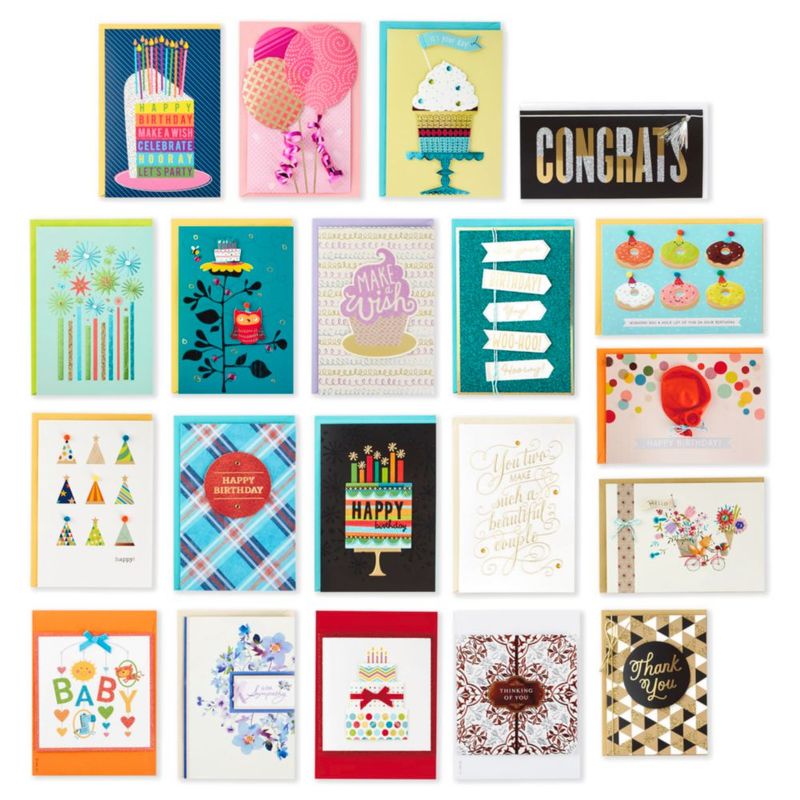 Paquete de 20 tarjetas de felicitación Hallmark – Surtido floral rosa