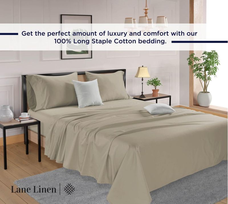 Juego de sábanas LANE LINEN King Split 600 hilos satén de algodón