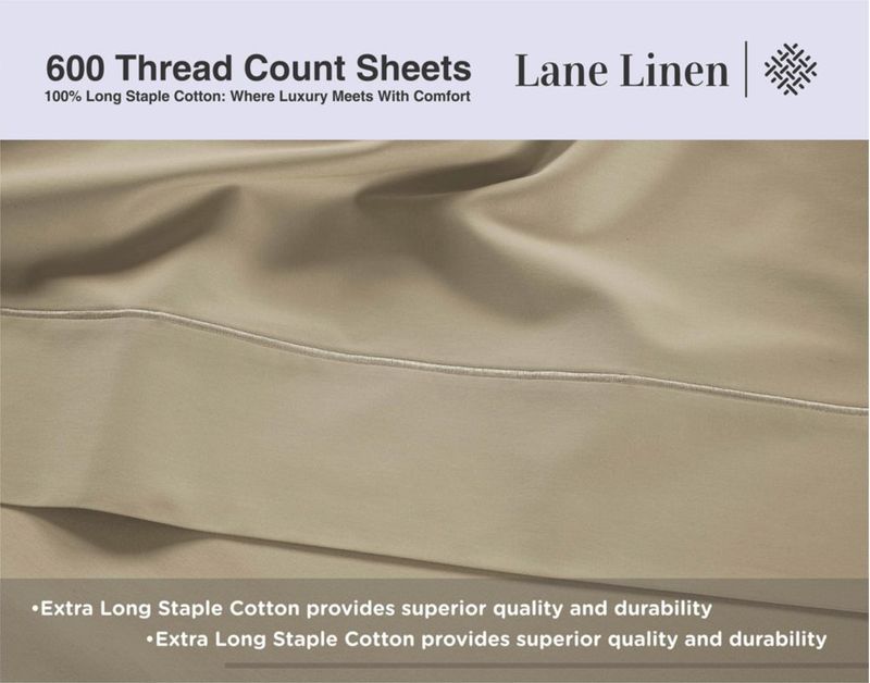Juego de sábanas LANE LINEN King Split 600 hilos satén de algodón