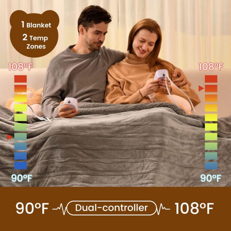 Manta eléctrica Bearhug King tamaño 100 x 90 cm con doble control