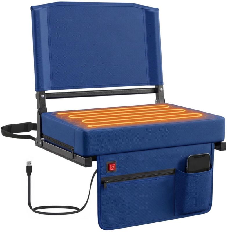 Asiento de estadio Sekey calefaccionado azul de 3 niveles USB 55 kg