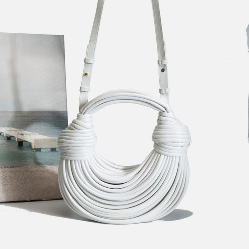 Bolso de mano Gimue 26 cm blanco con asa superior tipo nudo