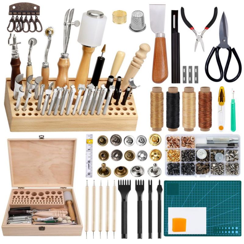 Kit de herramientas de cuero JUPEAN – 458 piezas