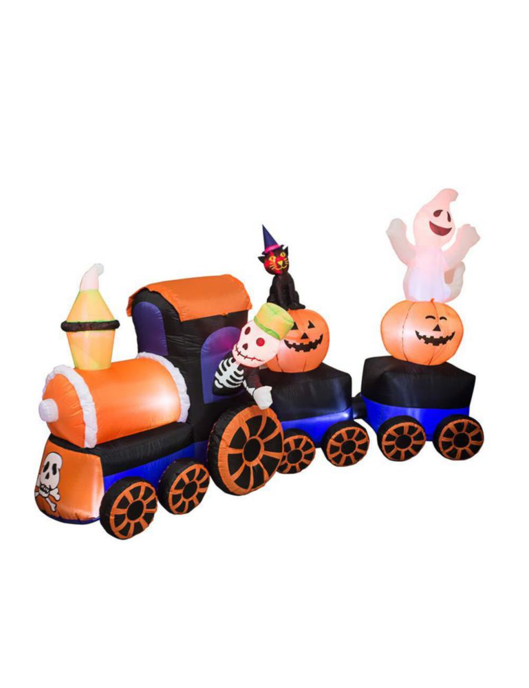 Tren inflable AJY 27 m con gatitos fantasmas y calabazas