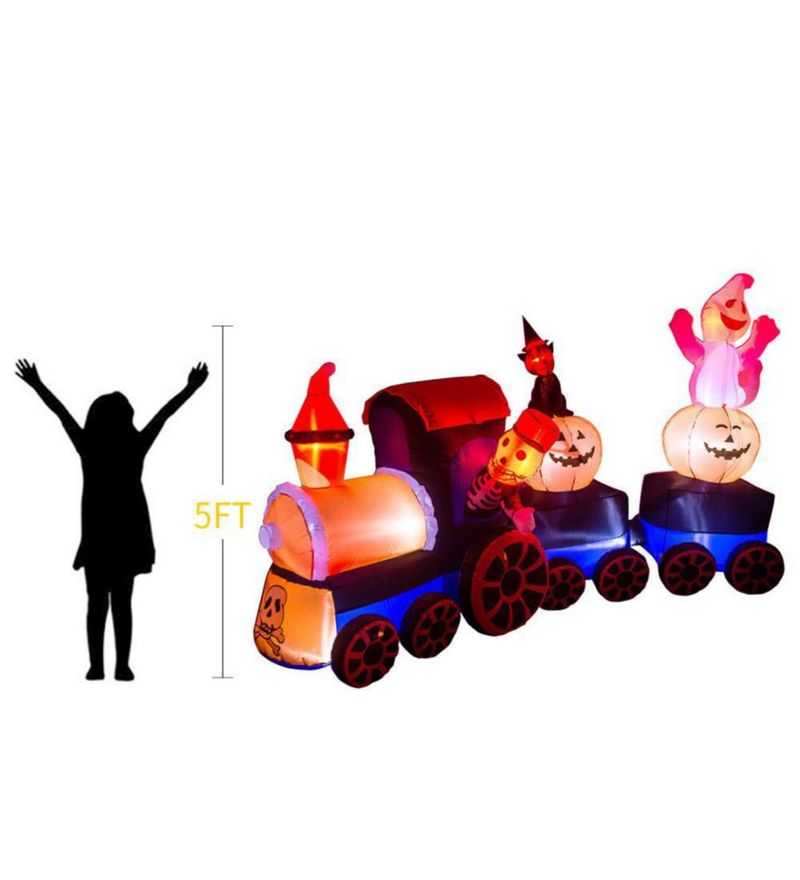 Tren inflable AJY 27 m con gatitos fantasmas y calabazas
