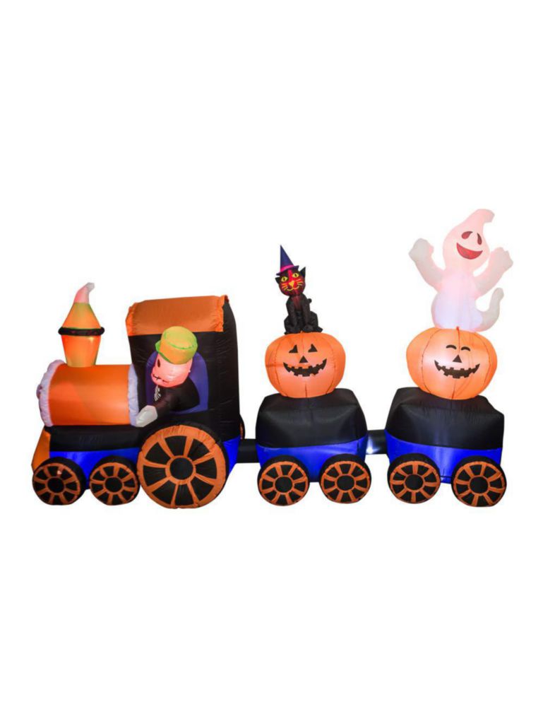 Tren inflable AJY 27 m con gatitos fantasmas y calabazas