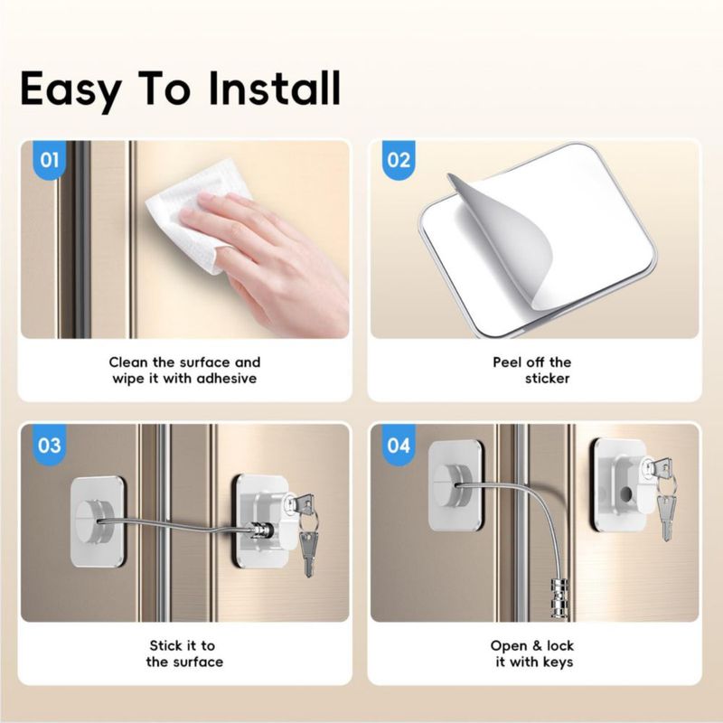 Candado de Seguridad para Nevera WILNIRY - Pack de 4 con 8 Llaves