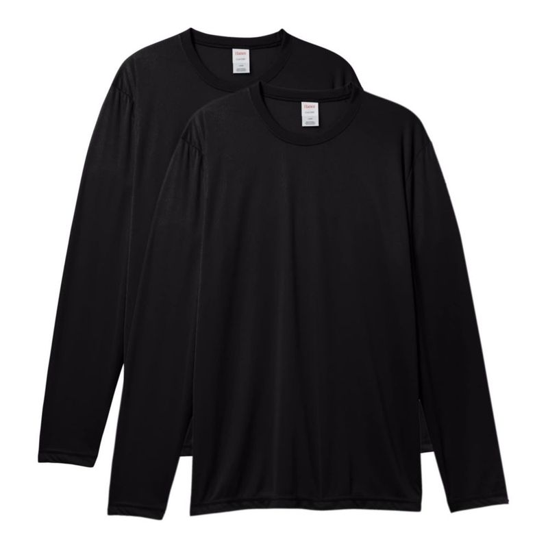 Camiseta Hanes de manga larga Cool Dri UPF 50+ para hombre (paquete de 2)