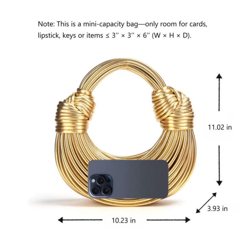 Bolso tipo clutch dorado de 26 cm Gimue con tejido de nudos