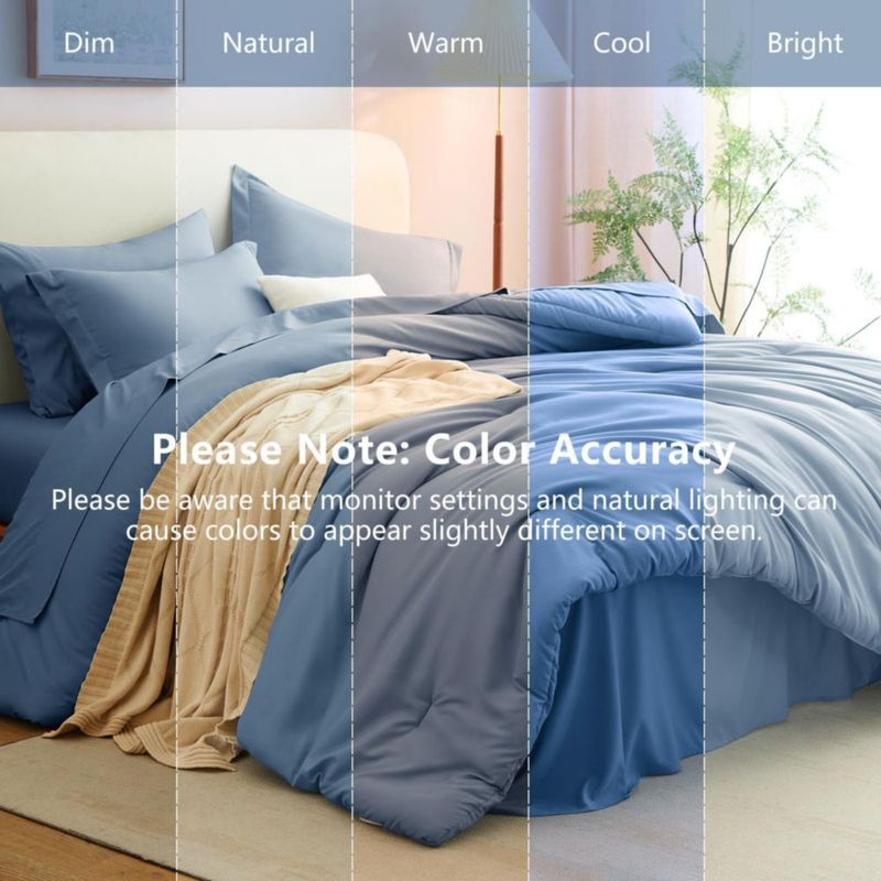 Juego de cama CozyLux King Azul Polvoriento – 7 piezas