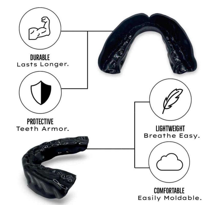Protector bucal Zero-G negro para adulto – paquete de 1 (hervir y moldear)