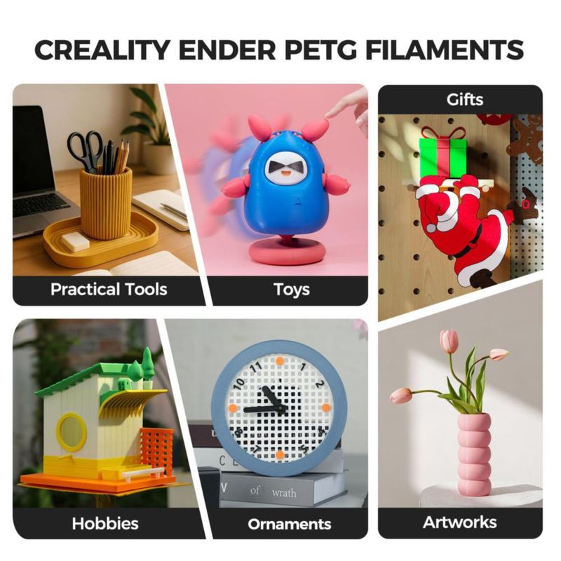 Filamento PETG Creality 175 mm 1 kg Negro (1 unidad)