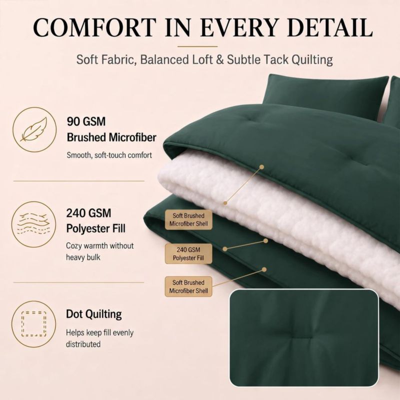 Juego de Edredón CozyLux King 7 Piezas Verde Bosque