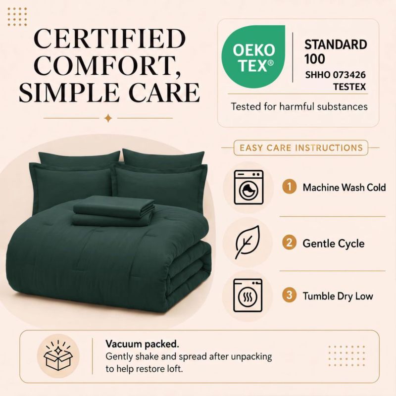 Juego de Edredón CozyLux King 7 Piezas Verde Bosque