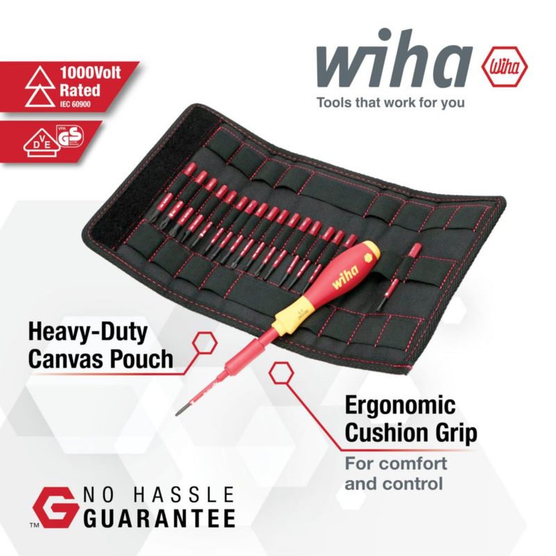 Wiha 28398 Juego de puntas aisladas SoftFinish Slimline de 19 piezas