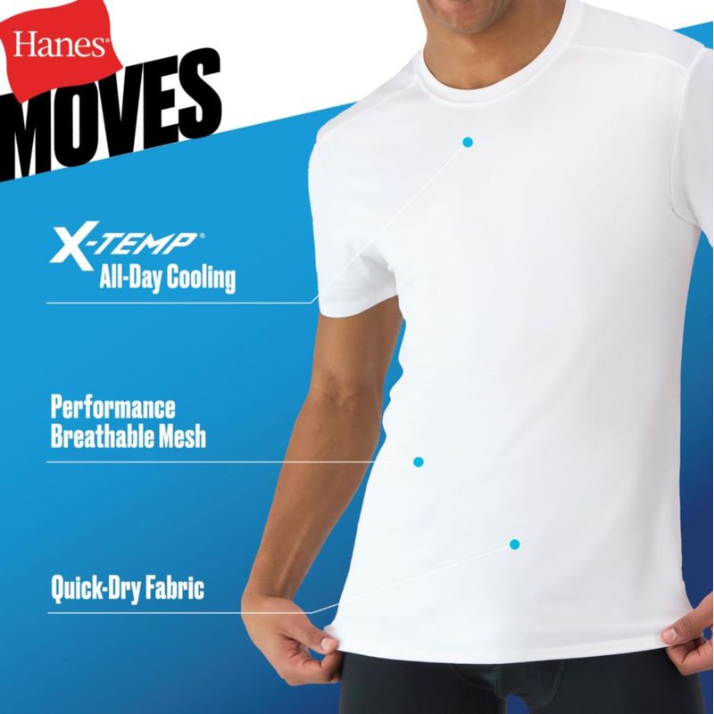 Camiseta Hanes Moves Mesh para hombre Pack de 3 (Blanco/Negro/Gris)
