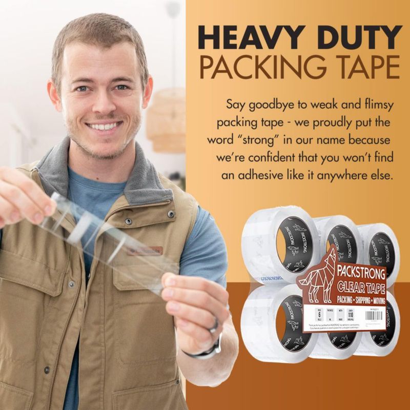 Cinta de embalaje PackStrong 6 rollos 5 cm 110 yd 27 mil